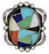 Southwestern Sterling Silver Multicolor Inlay Ring Size 8-3/4 UX33627